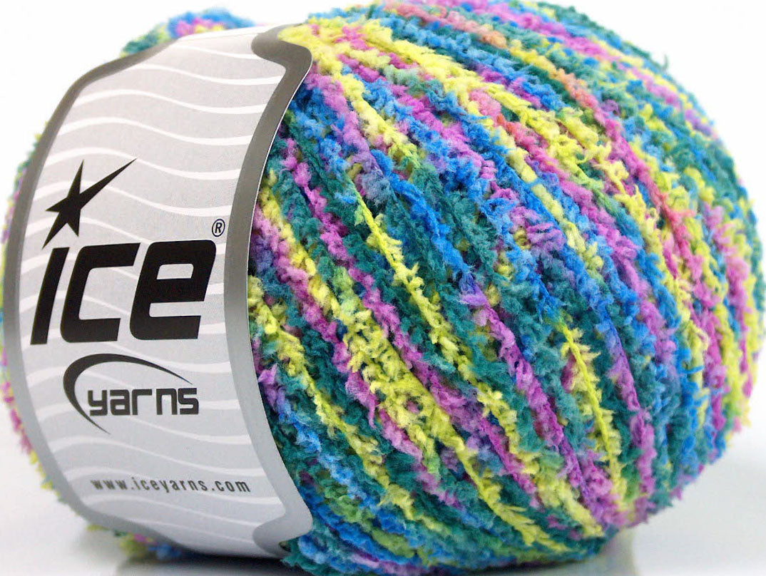 Lot of 8 Skeins Ice Yarns PUFFY FINE Yarn Blue Green Yellow Lilac