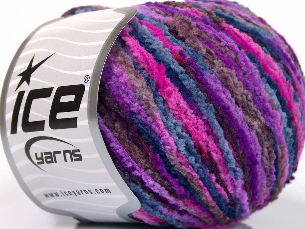 Lot of 8 Skeins ICE PUFFY DK Hand Knitting Yarn Purple Shades Blue Pink