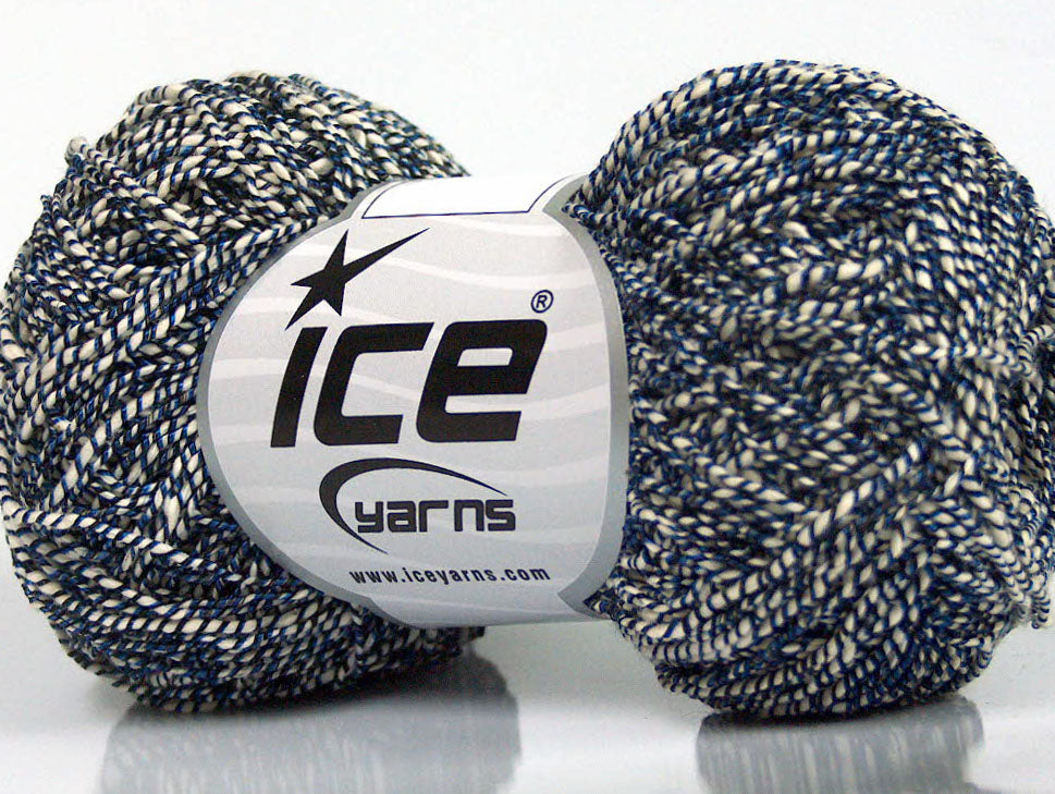 Lot of 8 Skeins Ice Yarns PEPERONCINO (62% Cotton 23% Viscose) Yarn Cream Blue