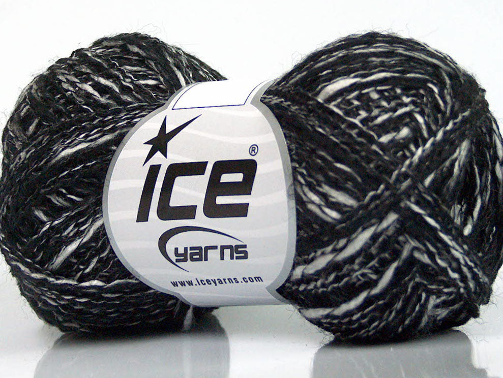 Lot of 8 Skeins ICE DOPPIO LANA (44% Wool) Hand Knitting Yarn Black White