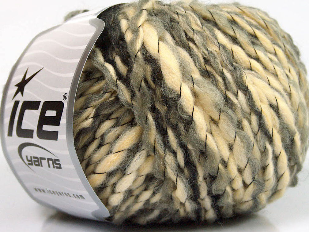 Lot of 8 Skeins ICE SALE WINTER (80% Wool) Hand Knitting Yarn Cream Grey Shades