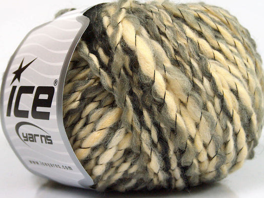 Lot of 8 Skeins ICE SALE WINTER (80% Wool) Hand Knitting Yarn Cream Grey Shades