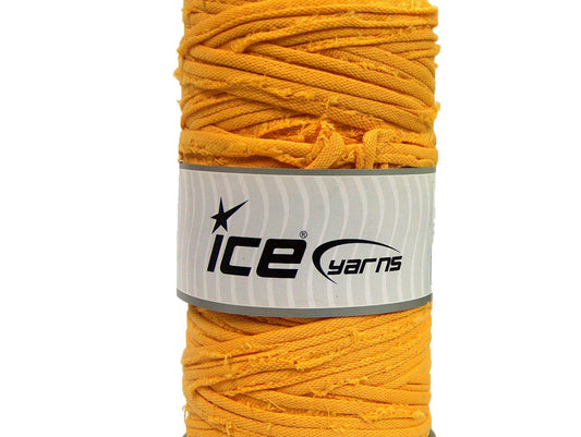 400 gr ICE UPCYCLED FABRIC (95% Cotton 5% Elastan) Hand Knitting Yarn Gold
