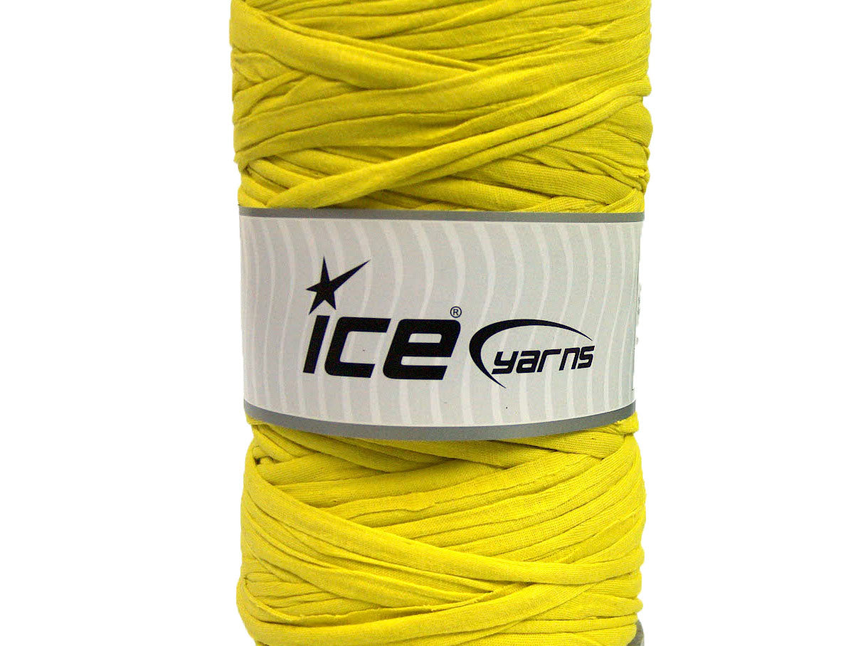 400 gr ICE UPCYCLED FABRIC (95% Cotton 5% Elastan) Hand Knitting Yarn Yellow