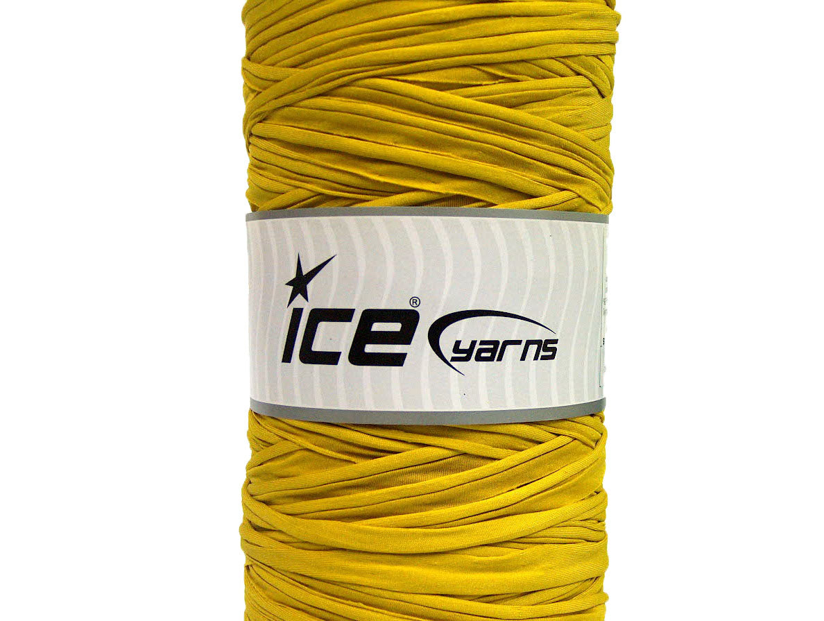 400 gr ICE UPCYCLED FABRIC (95% Cotton 5% Elastan) Hand Knitting Yarn Mustard