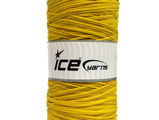400 gr ICE UPCYCLED FABRIC (95% Cotton 5% Elastan) Hand Knitting Yarn Mustard