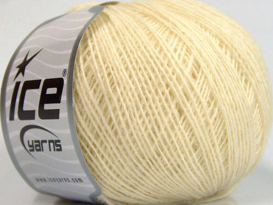 Lot of 8 Skeins ICE WOOL CORD SPORT (50% Wool) Hand Knitting Yarn Cream