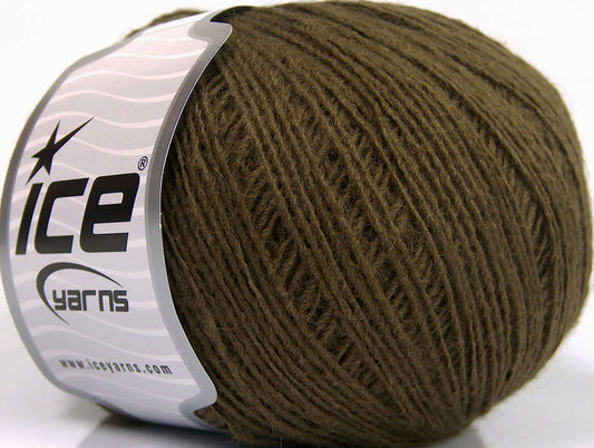 Lot of 8 Skeins Ice Yarns WOOL CORD SPORT (50% Wool) Yarn Dark Khaki