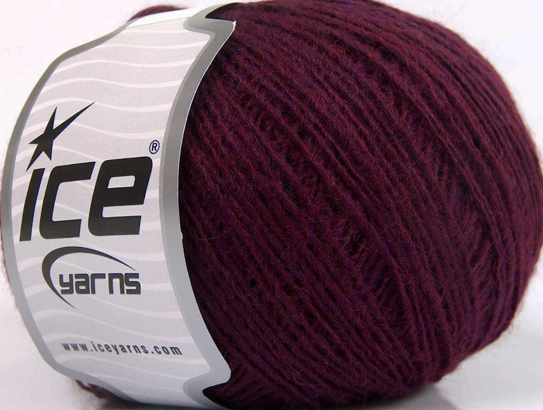 Lot of 8 Skeins ICE WOOL CORD SPORT (50% Wool) Yarn Burgundy Lavender