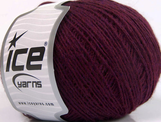 Lot of 8 Skeins ICE WOOL CORD SPORT (50% Wool) Yarn Burgundy Lavender