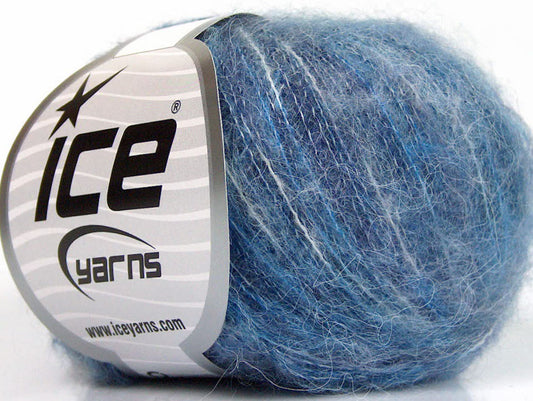 Lot of 10 Skeins ICE KID MOHAIR FINE (30% Kid Mohair) Yarn Blue Shades White