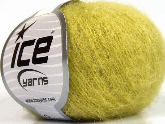 Lot of 10 Skeins ICE KID MOHAIR FINE (30% Kid Mohair) Yarn Light Olive Green