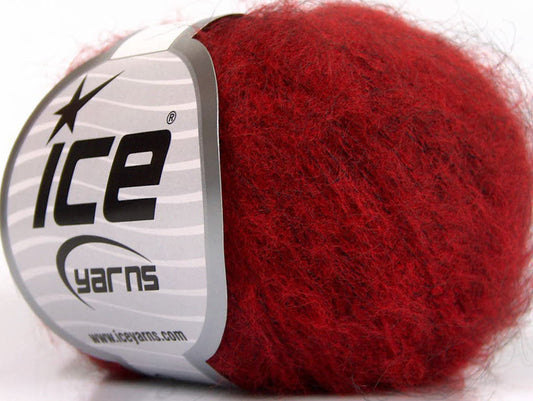 Lot of 10 Skeins ICE KID MOHAIR FINE (30% Kid Mohair) Yarn Dark Red