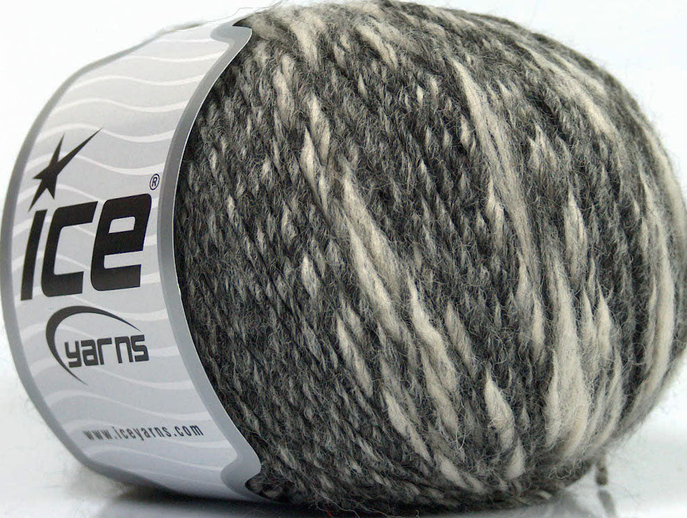 Lot of 8 Skeins ICE SALE WINTER (40% Wool) Hand Knitting Yarn Grey Cream