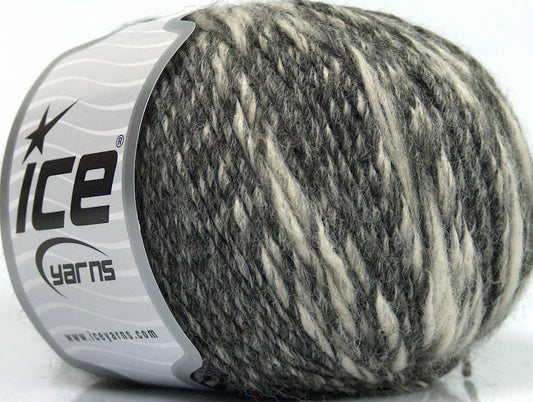 Lot of 8 Skeins ICE SALE WINTER (40% Wool) Hand Knitting Yarn Grey Cream