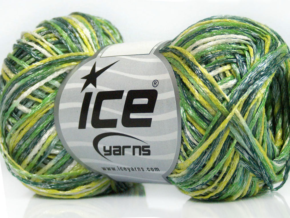 Lot of 8 Skeins ICE CHAIN SHINE FINE Hand Knitting Yarn Green Shades