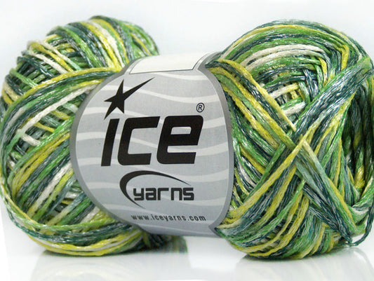 Lot of 8 Skeins ICE CHAIN SHINE FINE Hand Knitting Yarn Green Shades
