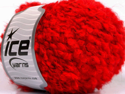 Lot of 8 Skeins ICE SALE BOUCLE (25% Mohair 10% Wool) Hand Knitting Yarn Red