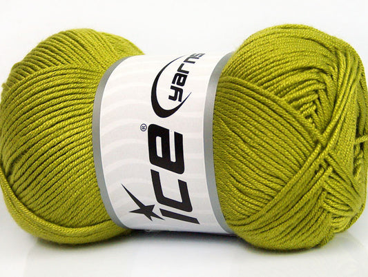 Lot of 4 x 100gr Skeins Ice Yarns BAMBOO SOFT (50% Bamboo) Yarn Olive Green