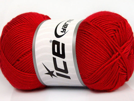 Lot of 4 x 100gr Skeins Ice Yarns BAMBOO SOFT (50% Bamboo) Yarn Red