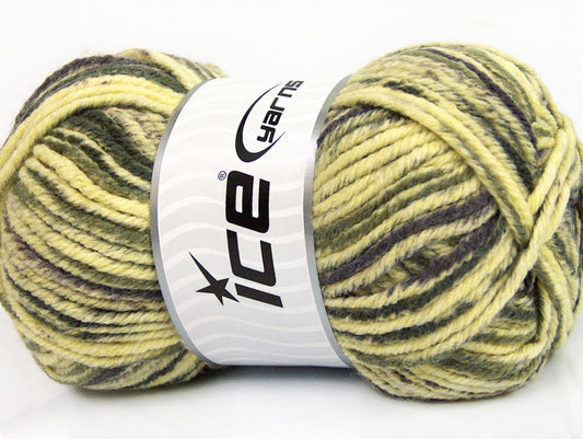 Lot of 4 x 100gr Skeins Ice Yarns SOFT TOUCH BULKY PRINT Yarn Yellow Purple Grey