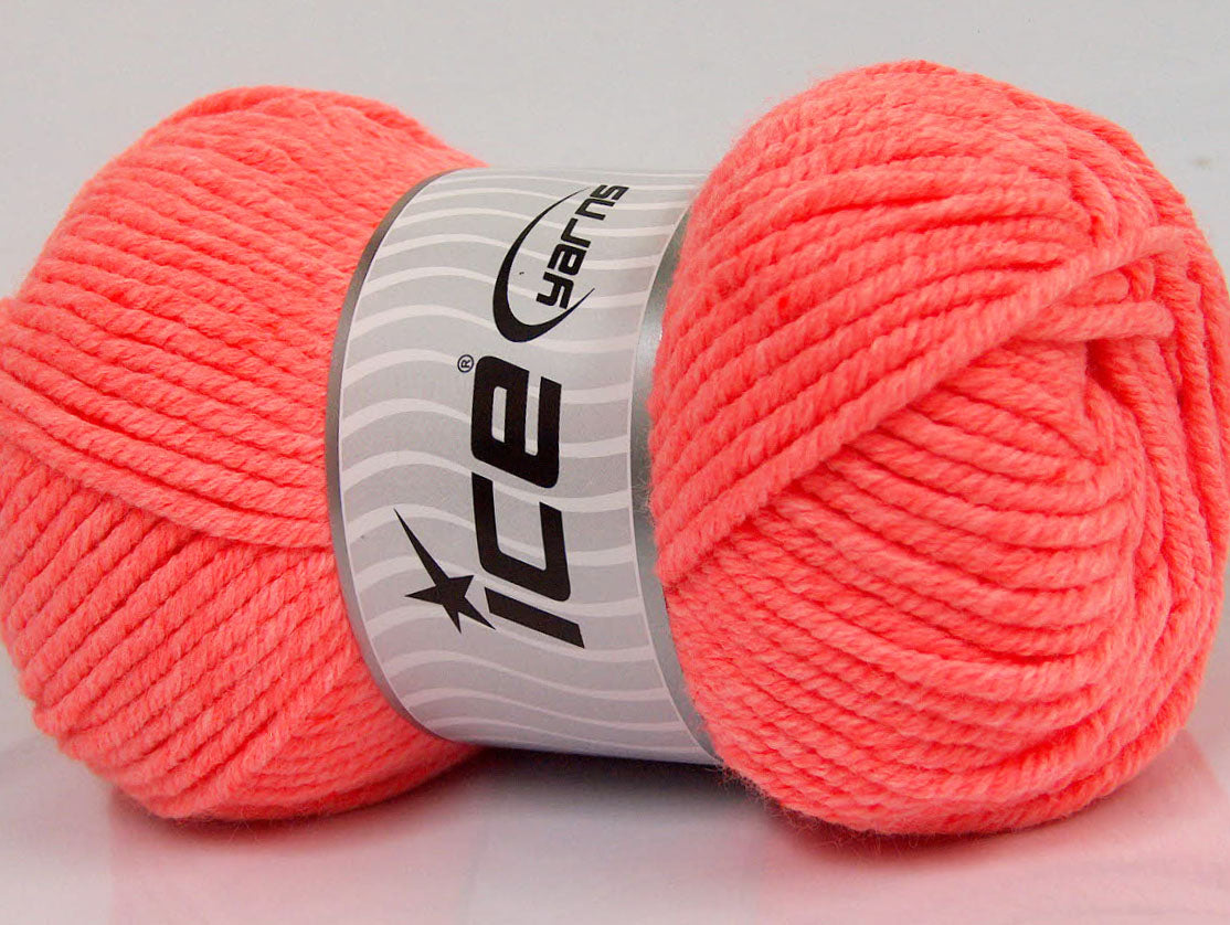 Lot of 4 x 100gr Skeins Ice Yarns SOFT TOUCH BULKY Yarn Neon Orange