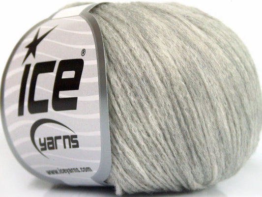 Lot of 10 Skeins ICE MERINO EXTRAFINE CHAIN (78% Superwash Extrafine Merino Wool) Yarn Light Grey Melange