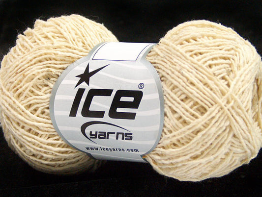 Lot of 8 Skeins ICE SALE LUXURY-PREMIUM (26% Silk 39% Cotton) Yarn Cream