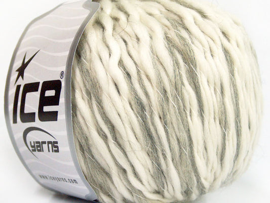 Lot of 8 Skeins ICE SALE WINTER (78% Wool) Hand Knitting Yarn Cream Grey