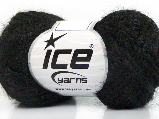 Lot of 8 Skeins ICE SALE WINTER (20% Mohair) Hand Knitting Yarn Black
