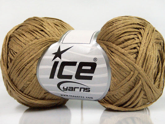 Lot of 8 Skeins ICE FETTUCCIA FINE Hand Knitting Yarn Dark Beige