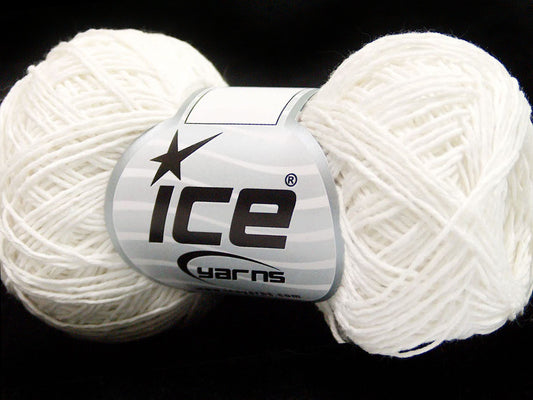 Lot of 8 Skeins ICE NATURAL COTTON FINE (100% Cotton) Hand Knitting Yarn White
