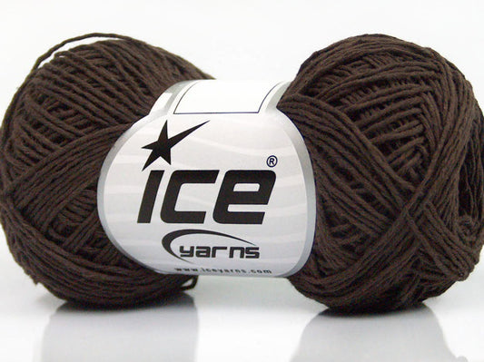 Lot of 8 Skeins Ice Yarns NATURAL COTTON FINE (100% Cotton) Yarn Dark Brown