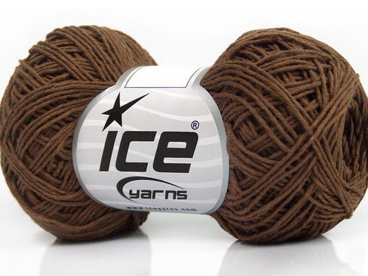 Lot of 8 Skeins ICE NATURAL COTTON FINE (100% Cotton) Hand Knitting Yarn Brown