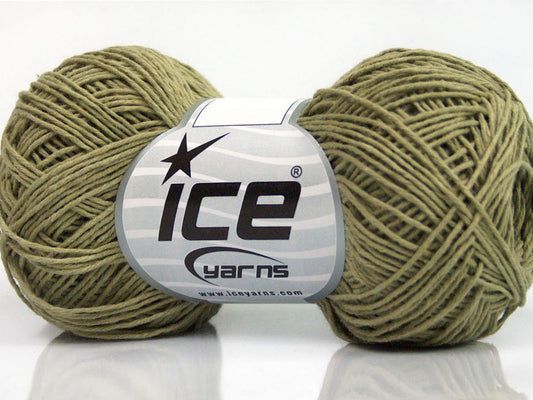 Lot of 8 Skeins ICE NATURAL COTTON FINE (100% Cotton) Yarn Light Khaki