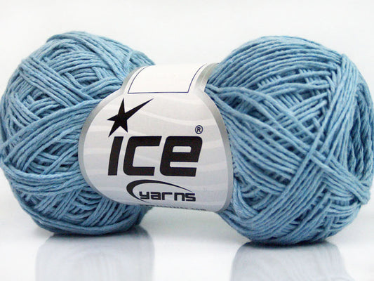 Lot of 8 Skeins ICE NATURAL COTTON FINE (100% Cotton) Yarn Light Blue