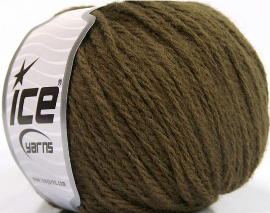Lot of 8 Skeins ICE WOOL WORSTED 50 (50% Wool) Hand Knitting Yarn Khaki