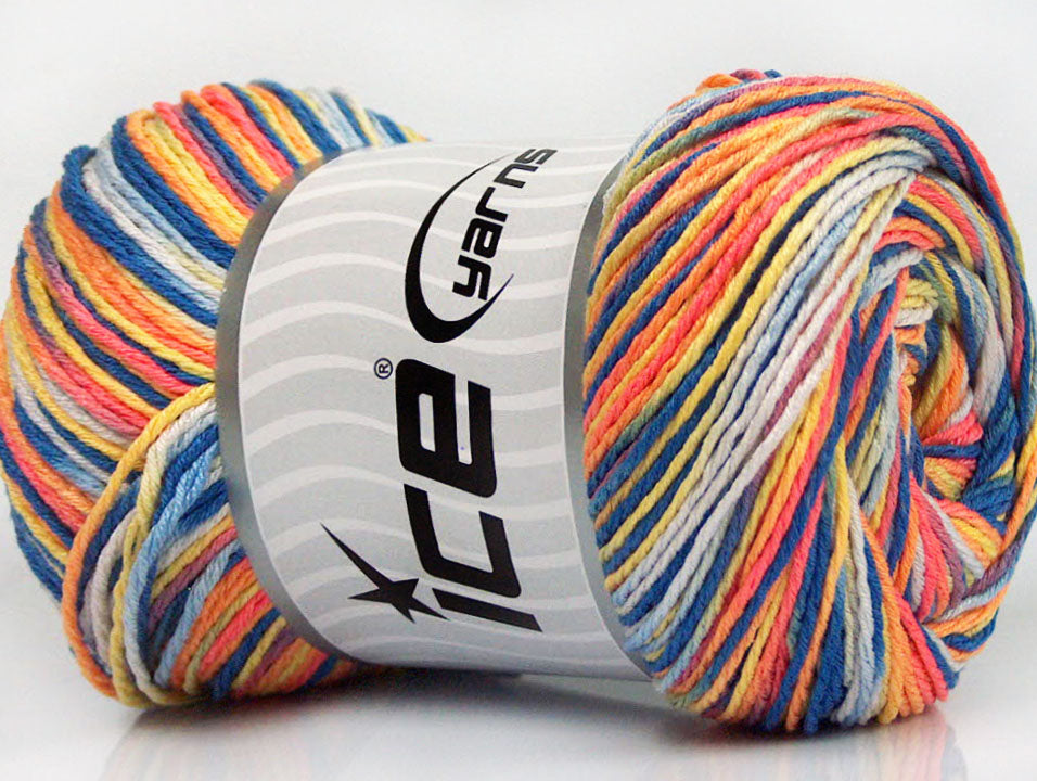 Lot of 4 x 100gr Skeins Ice Yarns DREAM Yarn Blue Shades Salmon Yellow Orange