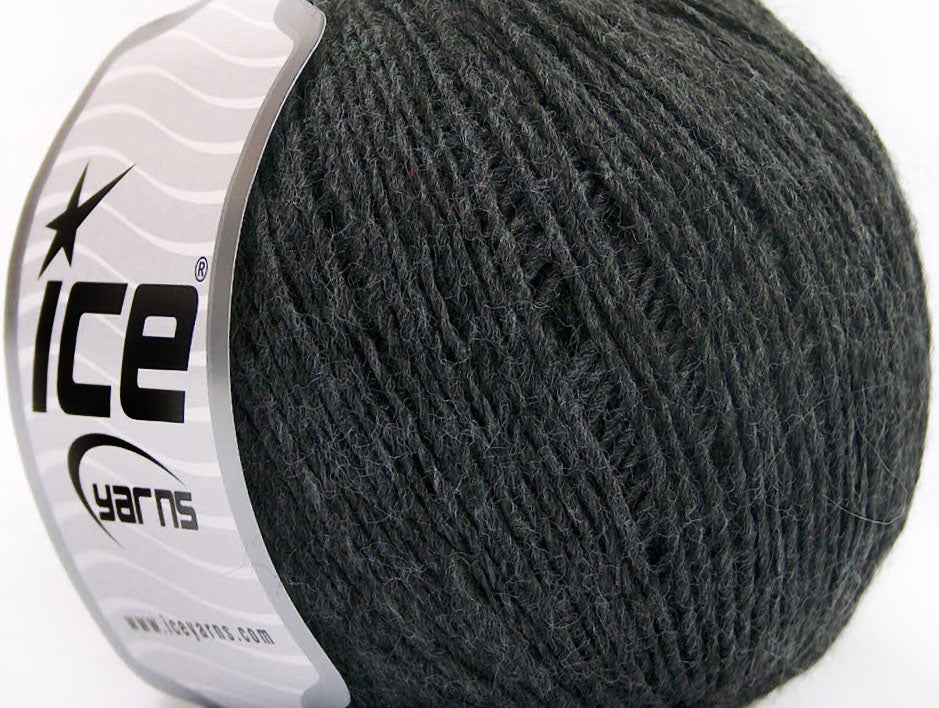 Lot of 8 Skeins ICE WOOL CORD LIGHT (50% Wool) Yarn Anthracite Black