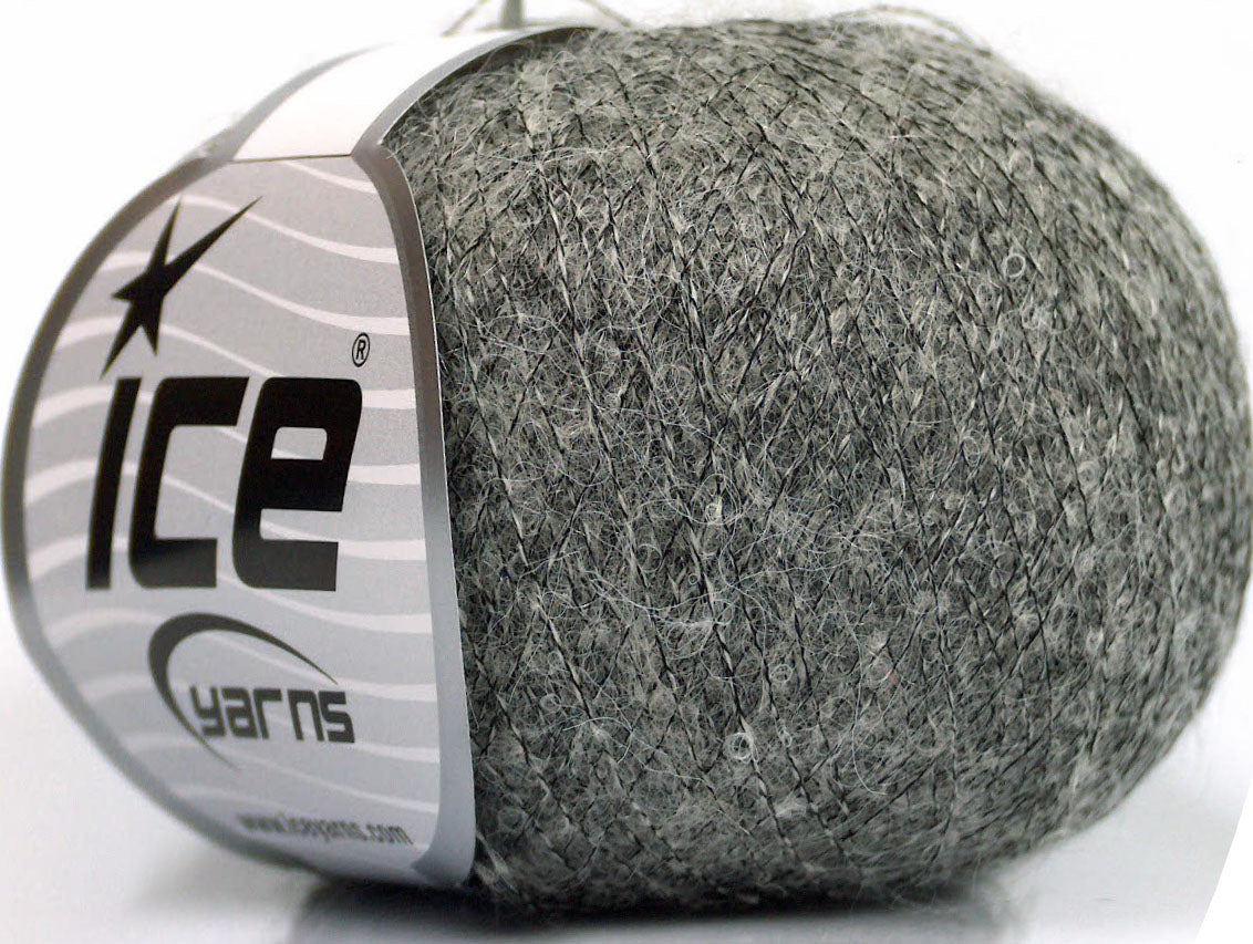 Lot of 10 Skeins ICE SALE WINTER (30% Kid Mohair) Hand Knitting Yarn Grey