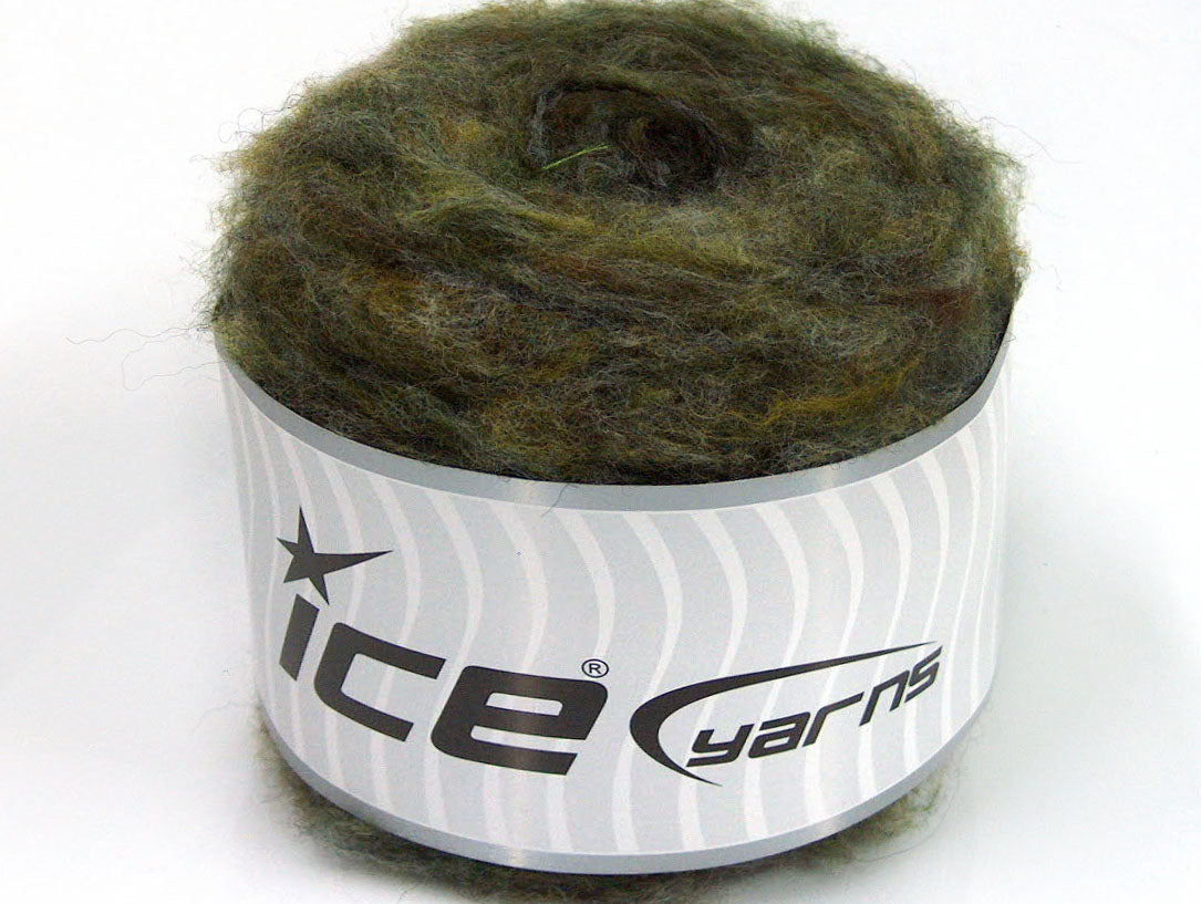 Lot of 3 x 100gr Skeins ICE CAKES MOHAIR FLUFFY (40% Mohair) Yarn Green Melange