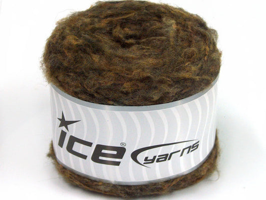 Lot of 3 x 100gr Skeins ICE CAKES MOHAIR FLUFFY (40% Mohair) Yarn Brown Melange