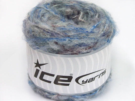 Lot of 3 x 100gr Skeins ICE CAKES MOHAIR FLUFFY (40% Mohair) Yarn Blue Melange