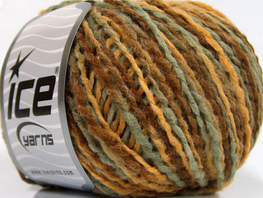 Lot of 8 Skeins ICE SALE WINTER (20% Wool) Yarn Brown Gold Light Khaki
