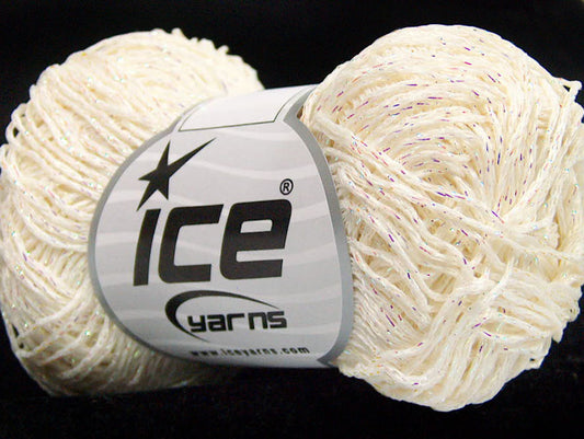 Lot of 8 Skeins Ice Yarns SALE METALLIC (75% Viscose) Yarn Cream Irridescent