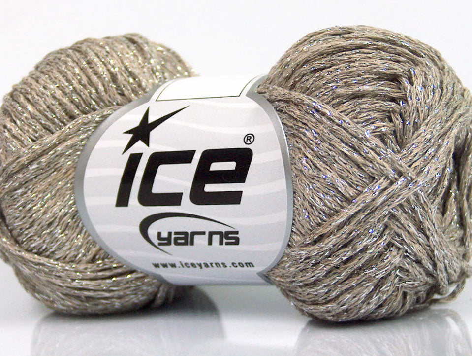 Lot of 8 Skeins ICE SALE METALLIC (50% Cotton) Hand Knitting Yarn Camel Silver
