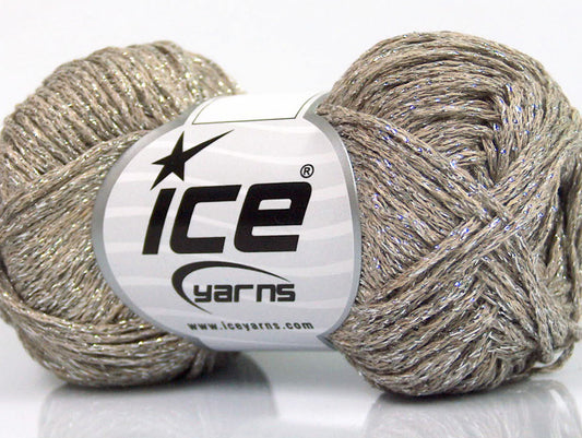 Lot of 8 Skeins ICE SALE METALLIC (50% Cotton) Hand Knitting Yarn Camel Silver