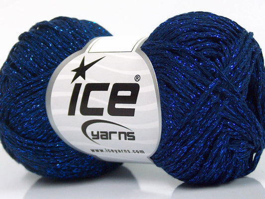 Lot of 8 Skeins ICE SALE METALLIC (50% Cotton) Hand Knitting Yarn Blue