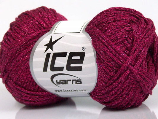 Lot of 8 Skeins ICE SALE METALLIC (50% Cotton) Hand Knitting Yarn Fuchsia