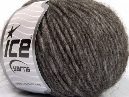 Lot of 8 Skeins ICE PERU ALPACA WORSTED (25% Alpaca 50% Merino Wool) Yarn Brown Melange